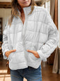 Pocketed Plaid Quilted Zip Up Winter Coat for Women