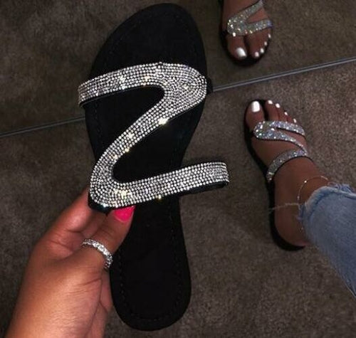 2021 Bling Bling Female Slipper Slides Women Mules Shoes Women Flip