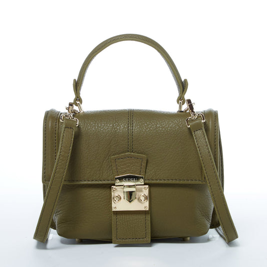 Leather Backpack for Women Convertible Crossbody Bag Olive Green Purse
