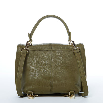 Leather Backpack for Women Convertible Crossbody Bag Olive Green Purse