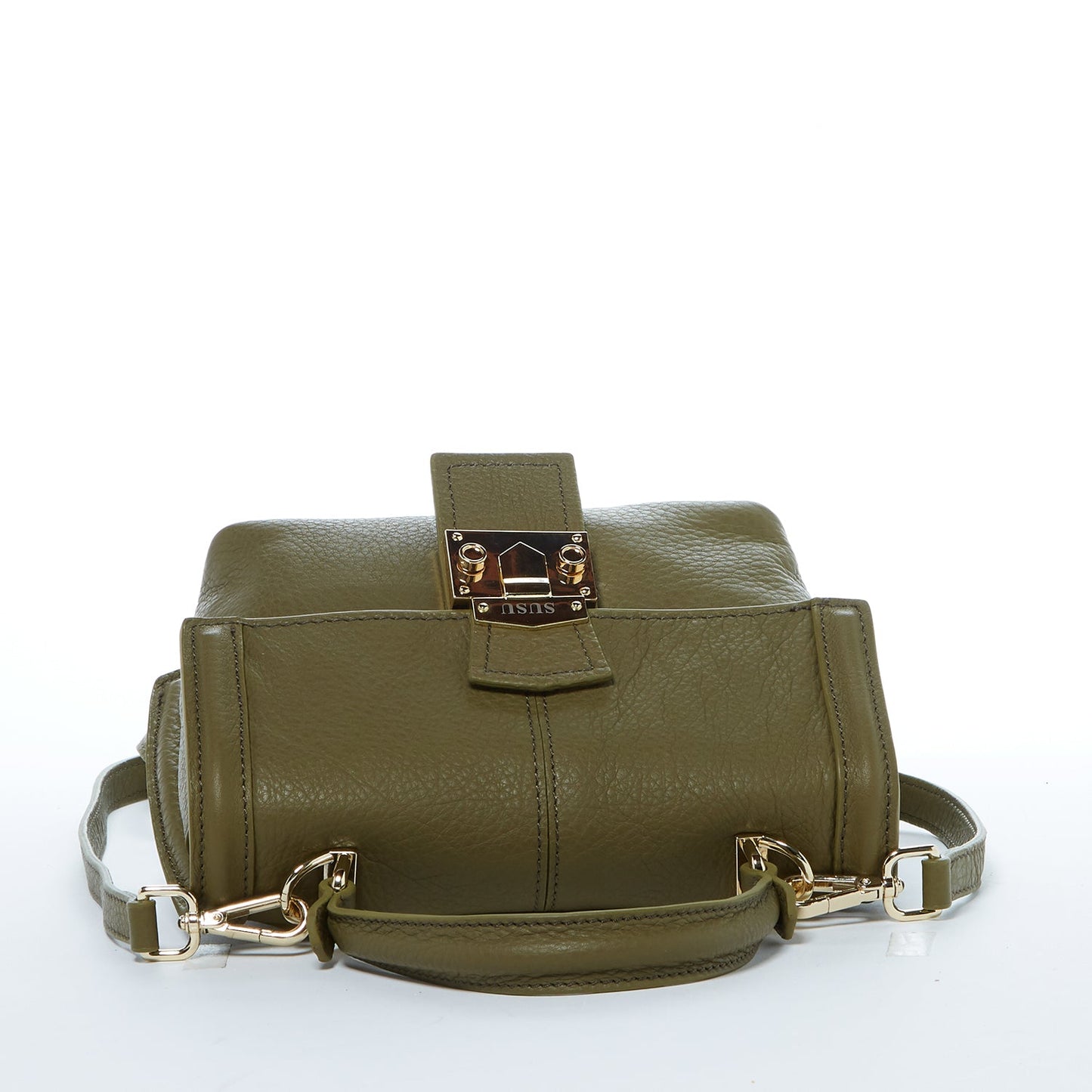 Leather Backpack for Women Convertible Crossbody Bag Olive Green Purse