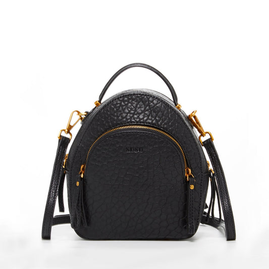 Mini Black Leather Backpack Purse Women