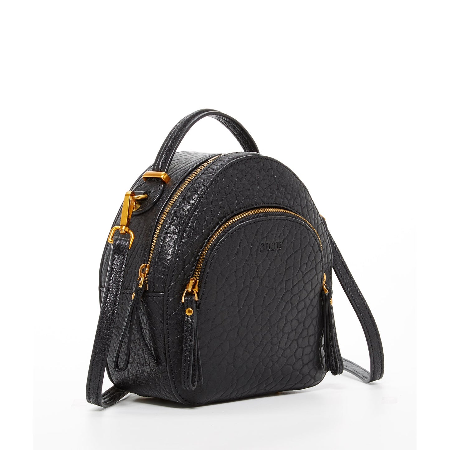 Mini Black Leather Backpack Purse Women