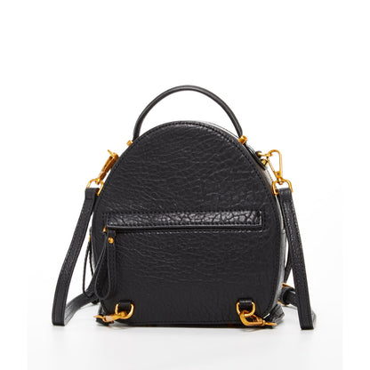 Mini Black Leather Backpack Purse Women